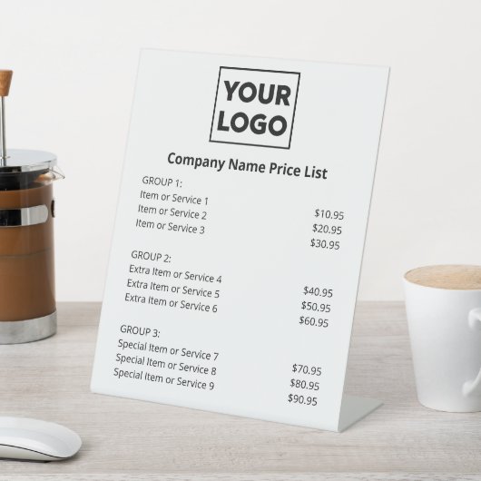 白カスタムのビジネスミニマルロゴ価格表 台座サイン (インサイチュ)