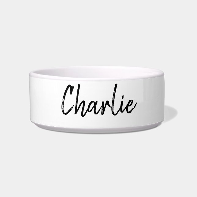 白カスタムモダン黒犬丼チックペット猫 ボウル (正面)