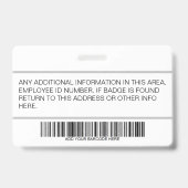 白カスタム人社員：写真、バーコード、ロゴ、名前 バッジ (裏面)