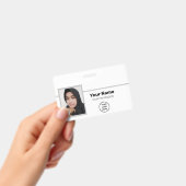 白カスタム人社員：写真、バーコード、ロゴ、名前 バッジ (手持ち)