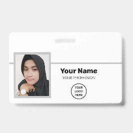 白カスタム人社員：写真、バーコード、ロゴ、名前 バッジ