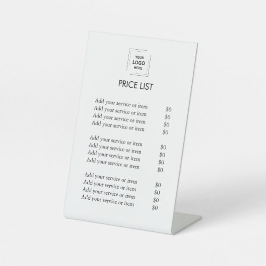 白カスタム価格表 | ビジネスモダンロゴ 台座サイン (正面)