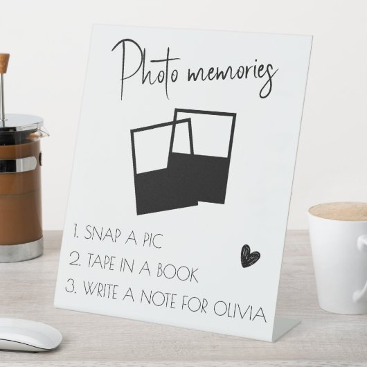 白カスタム卒業写真メモリーサイン 台座サイン (インサイチュ)