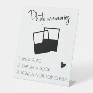 白カスタム卒業写真メモリーサイン 台座サイン