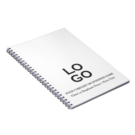 白カスタム印のビジネスまたは会社のロゴとタイトル ノートブック (右側)