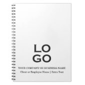白カスタム印のビジネスまたは会社のロゴとタイトル ノートブック (正面)