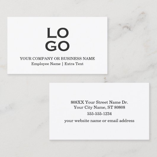 白カスタム印のビジネスまたは会社のロゴとタイトル 名刺 (正面/裏面)