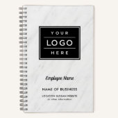 白カスタム大理石ビジネスロゴ従業員名 ノートブック (正面)