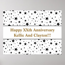 白カスタム星/黒星メッセージ記念日 ポスター