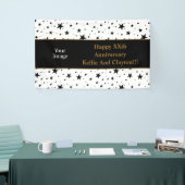 白カスタム星/黒星メッセージ/写真記念日 横断幕 (トレードショー)