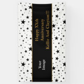 白カスタム星/黒星メッセージ/写真記念日 横断幕 (縦)