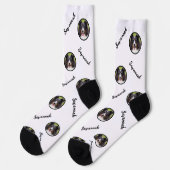 白カスタム色の任意の名前を持つ写真テンプレート ソックス (左)