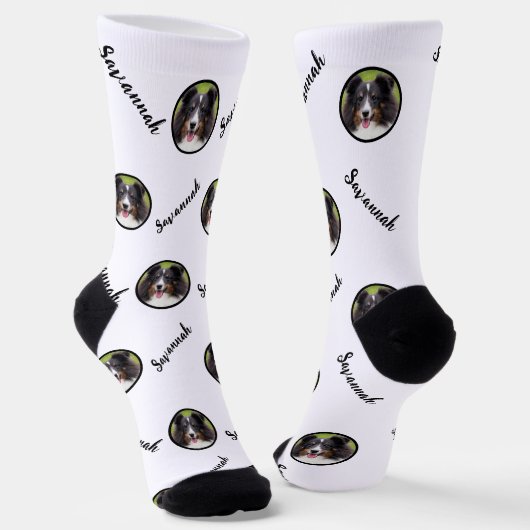 白カスタム色の任意の名前を持つ写真テンプレート ソックス (傾斜あり)