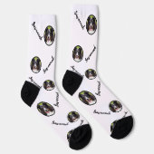 白カスタム色の任意の名前を持つ写真テンプレート ソックス (右)