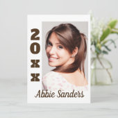 白カスタム色卒業写真の保存日時 招待状 (スタンド正面)