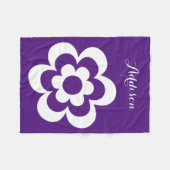 白カスタム花の紫色のフリースブランケット フリースブランケット (正面(横))