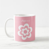 白カスタム花付きクラシックピンクの白いマグカップ コーヒーマグカップ (左)