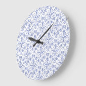 白カスタム装飾フローラにペリウィンクルブルー ラージ壁時計 (傾斜)