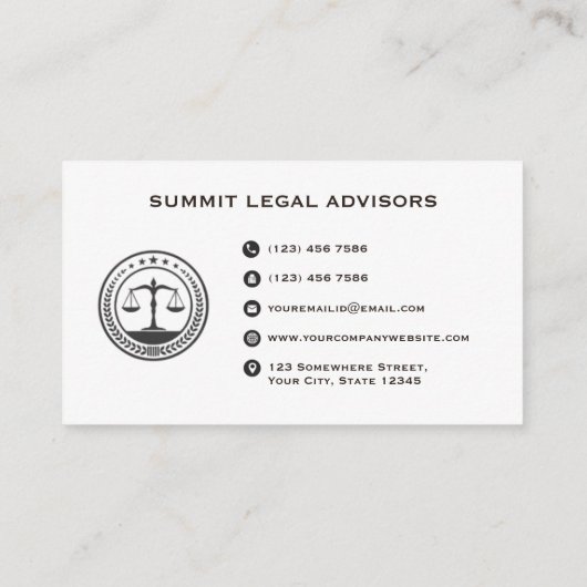 白カスタム黒モノグラム法律事務所 名刺 (裏面)