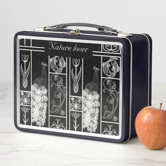 白カスタム黒弁当箱エレガント メタルランチボックス (インサイチュ)