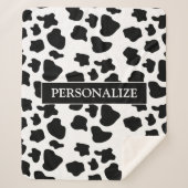 白カスタム黒牛斑紋フリース シェルパブランケット (正面)