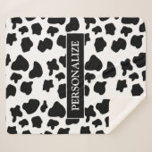 白カスタム黒牛斑紋フリース シェルパブランケット (正面(横))