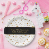 白カスタム/金ゴールド星メッセージ記念日 ペーパープレート (パーティー)