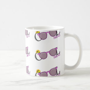 白カッコいいの上に友だち太陽とサングラス コーヒーマグカップ