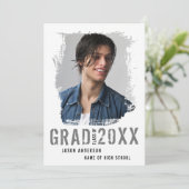 白カッコいいグランジ1枚の写真卒業 案内状 (スタンド正面)