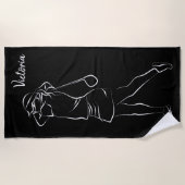 白カッコいいモダン名を追加カスタマイズLadear ビーチタオル (正面)