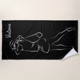 白カッコいいモダン名を追加カスタマイズLadear ビーチタオル