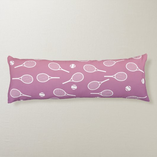 白カッコいいレトロテニスラケット模様グラデーション ボディピロー (裏面)
