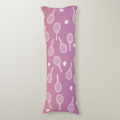 白カッコいいレトロテニスラケット模様グラデーション ボディピロー (正面縦)