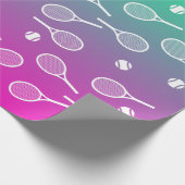 白カッコいいレトロテニスラケット模様グラデーション ラッピングペーパー (角)