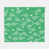 白カッコいいレトロテニスラックスタンプパターングリーン フリースブランケット (正面(横))