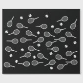 白カッコいいレトロテニスラックスターンパターンブラック ラッピングペーパー (フラット)