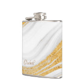 白カッコいい大理石金ゴールドグリッター フラスク (左)