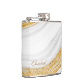 白カッコいい大理石金ゴールドグリッター フラスク (右)