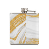 白カッコいい大理石金ゴールドグリッター フラスク (裏面)