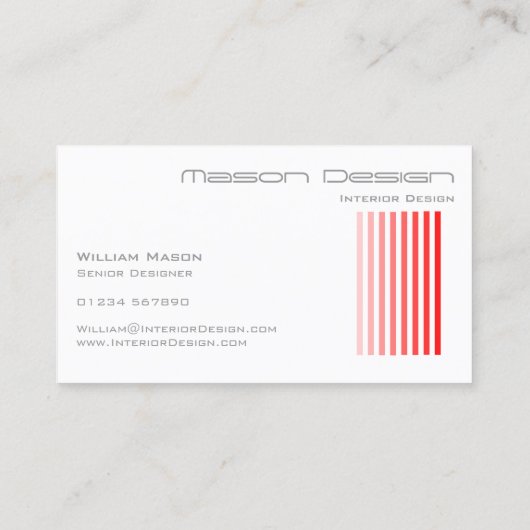 白カッコいい色、赤と灰色 – モダン名刺 名刺 (裏面)