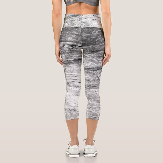 白カッコいい黒の木実在の樹皮自然 カプリレギンス (裏面)