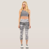 白カッコいい黒の木実在の樹皮自然 カプリレギンス (正面)