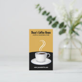 白カップ蒸しコーヒーブラックとベージュカフェ 名刺 (スタンド正面)