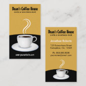 白カップ蒸しコーヒーブラックとベージュカフェ 名刺 (正面/裏面)