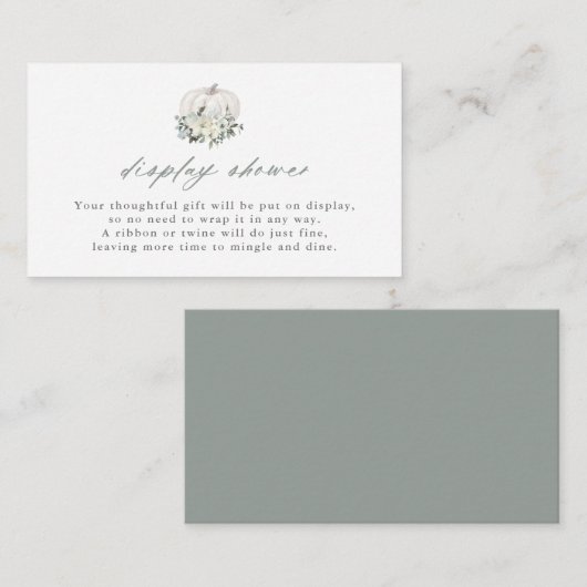 白カボチャと花がシャワーを表示 エンクロージャーカード (正面/裏面)