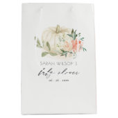 白カボチャエレガント赤面フローラベビーシャワー ミディアムペーパーバッグ (正面)