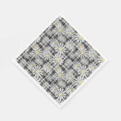 白カモミールの花オン白黒市松模様にb スタンダードランチョンナプキン (角)