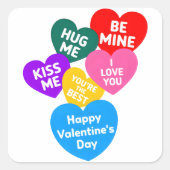 白カラフルいバレンタインデーかわいい愛のメッセージ スクエアシール (正面)