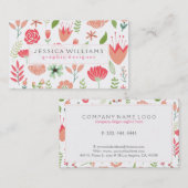 白カラフルい背景に花を盛り付ける 名刺 (正面/裏面)