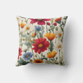 白カラフルい背景のワイルドフラワー クッション (裏面)